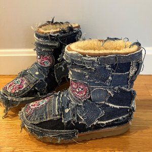 Patchwork One of A Kind Uggs Girls Size 2 Like New Denim Jean